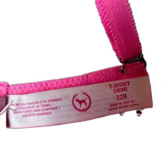 PINK Victoria’s Secret T-Shirt Lace Demi Bra Pink Size 32B NWOT - Picture 6 of 6